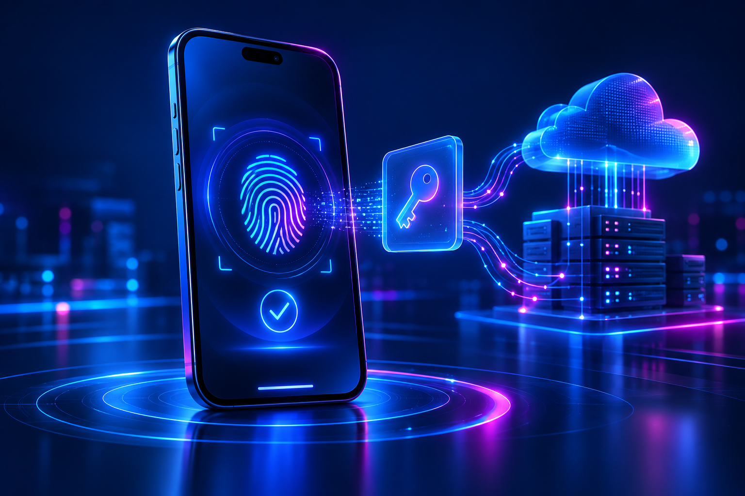 Aplicativo móvel empresarial usando biometria e chave criptográfica para acesso seguro sem senha